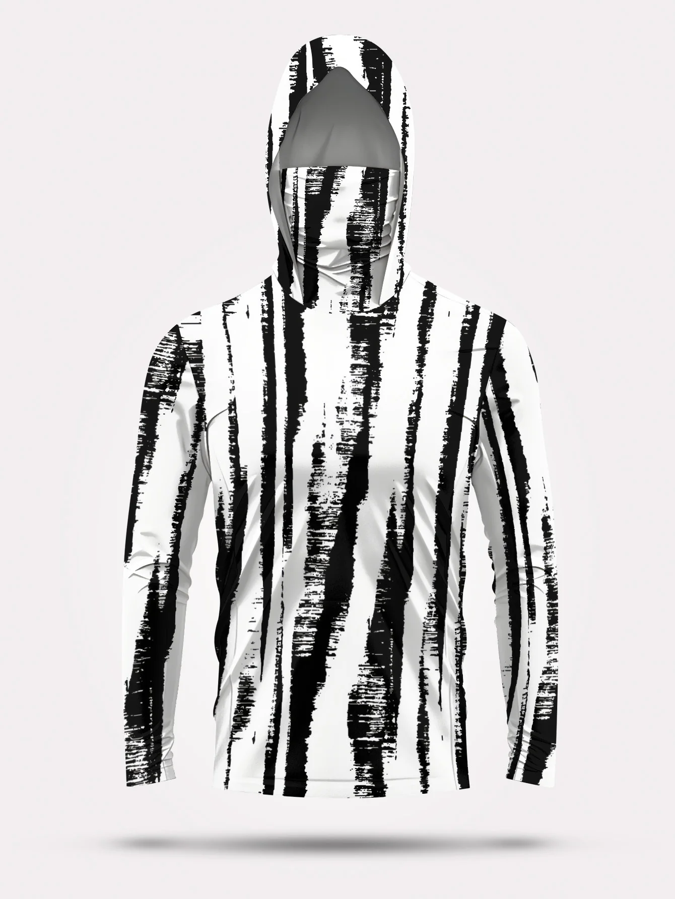 Men Black‑White Stripe Fishing - Fishing Hoodie ulasan dan harga