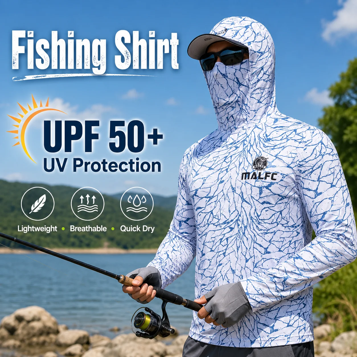 Men's UPF 50+ UV Protection Ho - Fishing Shirt Uv Protection ulasan dan harga