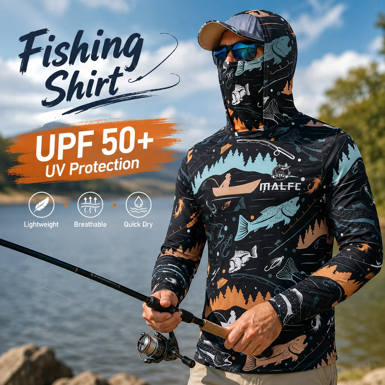 Men's UPF 50+ UV Protection Ho - Fishing Shirt Uv Protection ulasan dan harga