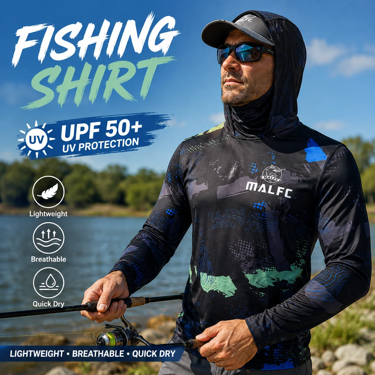 Men's UPF 50+ UV Protection Ho - Fishing Shirt Uv Protection ulasan dan harga