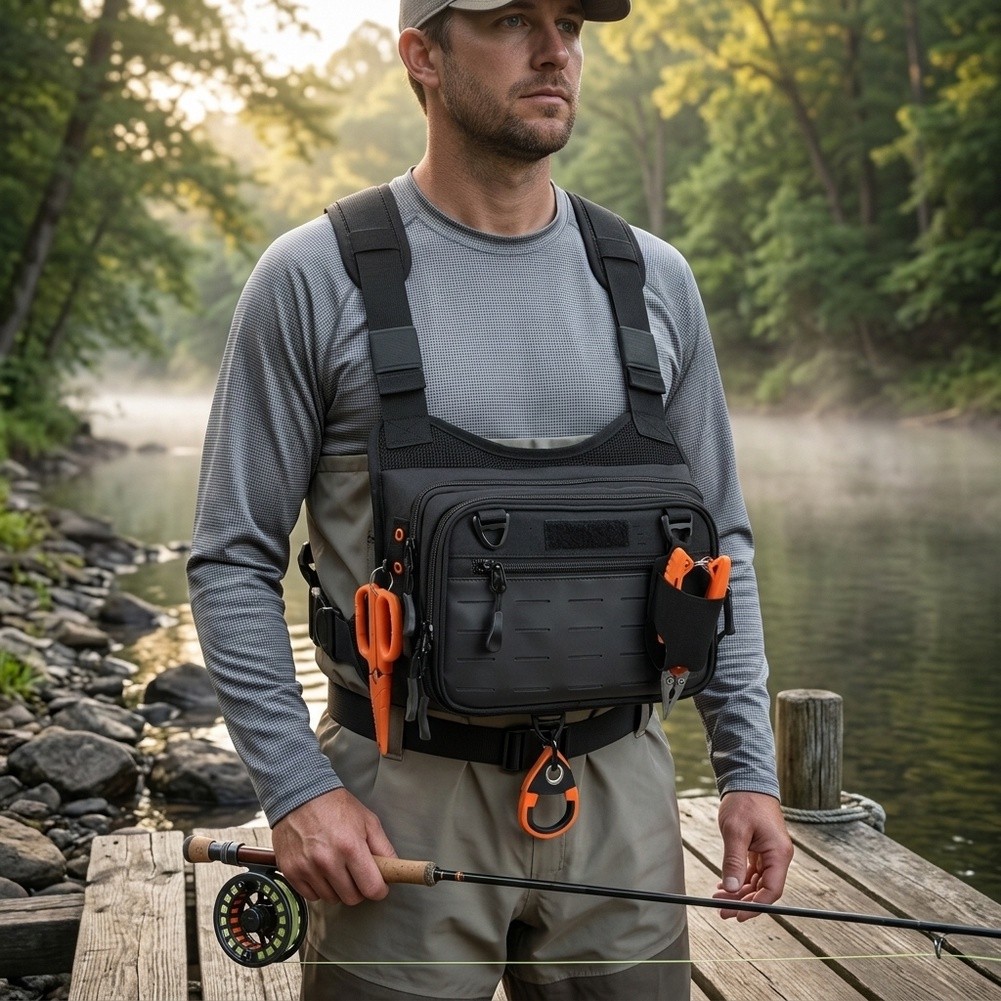 Fly Fishing Chest Pack Backpac - Fishing Vest ulasan dan harga