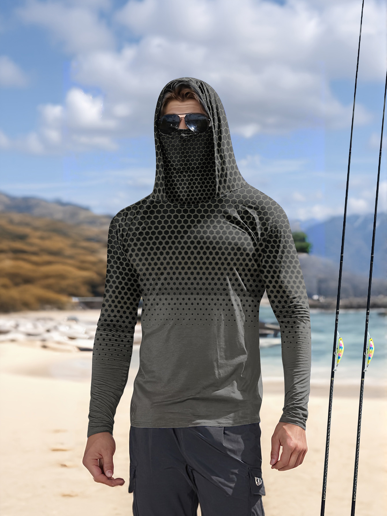 Men Summer UPF50+ Fishing Hood - Fishing Hoodie ulasan dan harga