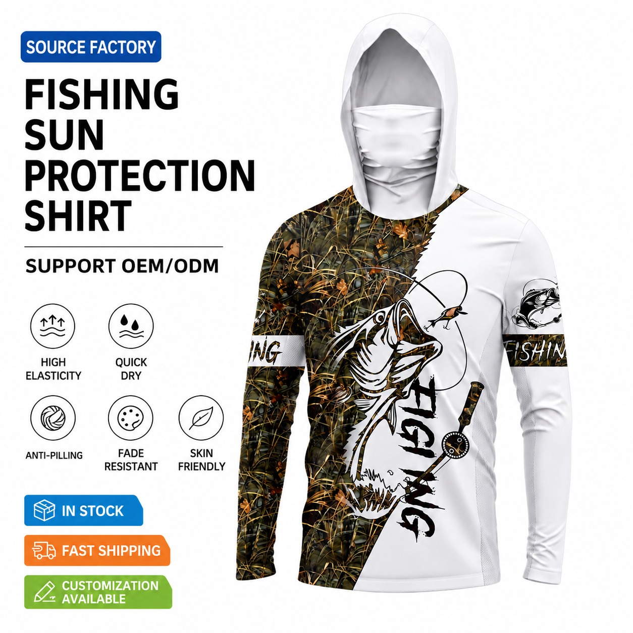 MALFC 1PC Men Hood Fishing Shi - Fishing Shirt Uv Protection ulasan dan harga