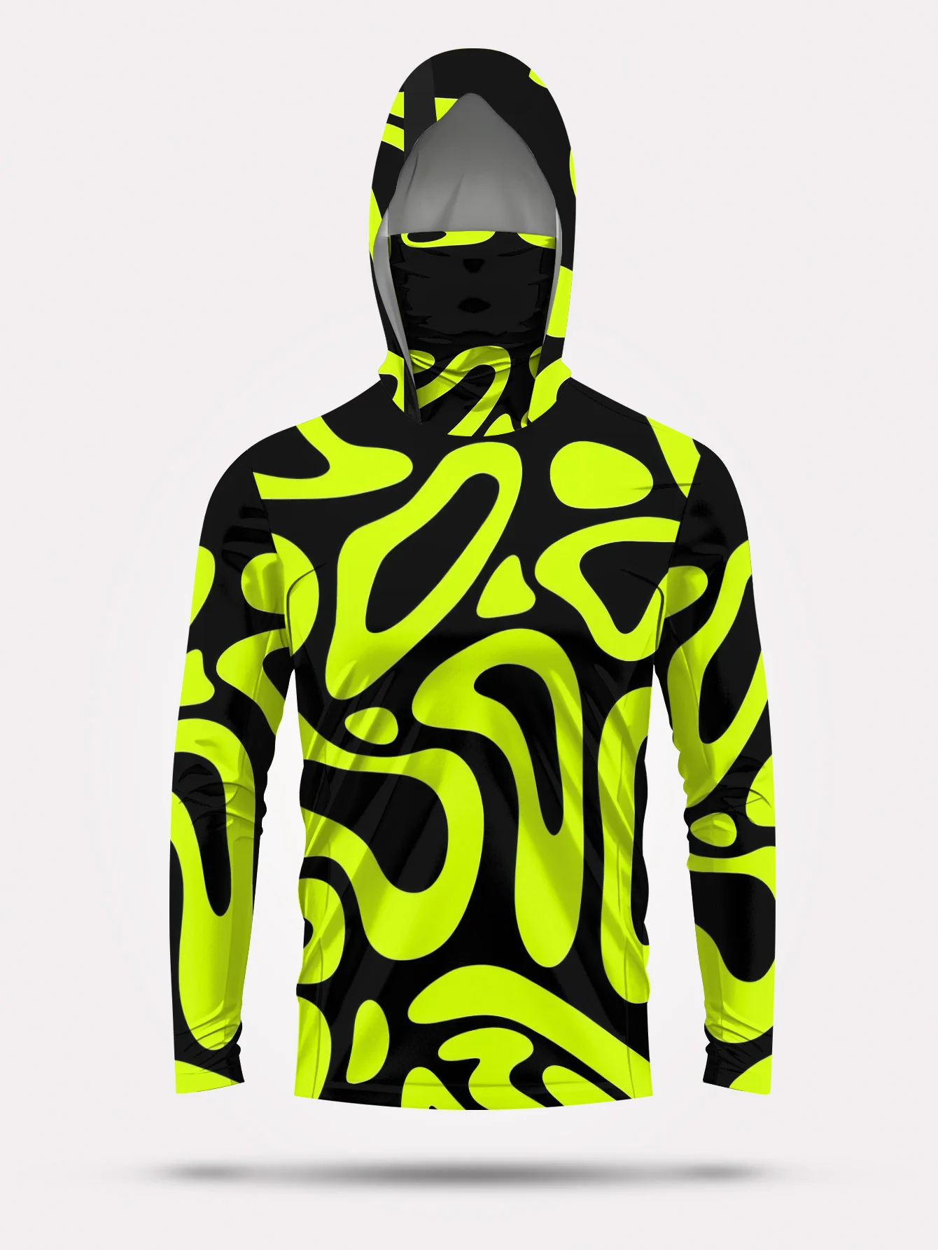 Men's Neon Green Abstract Prin - Fishing Shirt Uv Protection ulasan dan harga